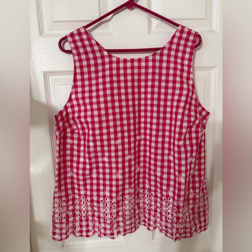 Izod Pink and White Checkered Top